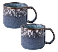 KUKUUU Ceramic Mug Coffee Cup,400ml for Hot Drinks, Porcelain Coffee Mug with Handle, for Office Kitchen (Color : Blu, Size : 2 Set of a)