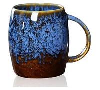 KUKUUU Ceramic Mugs Cup Coffee Mug,450ML Ceramics Coffee Cup,Stoneware Coffee Mugs,Stoneware Coffee,Large Tea Cups Mugs,Porcelain Coffee Mug (Color : Blue)