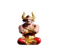 KUKUUU Ceramic Tea Pet Cow Statue Home Desktop Decoration Crafts(14.5x10cm)