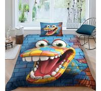 KUKUUU Colourful Crocodile Quilt Cover 3D Print Cartoon for Teens And Adults Comforter Covers Duvet Cover with Zipper Closure Soft Microfiber Bedding Set with Pillow Cases 3 Pieces Single(135x200cm)