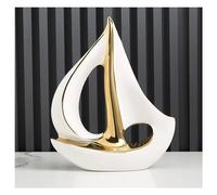 KUKUUU Decoration Sculpture Sailing Ship Abstract Art Boat Decoration Statue (Color : White, Size : Big)