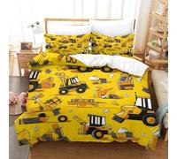 KUKUUU Digger Comforter Covers for Teens And Adults 3D Print Cartoon Digger Quilt Cover Duvet Cover with Zipper Closure Soft Microfiber Bedding Set with Pillow Cases 3 Pieces Double(200x200cm)