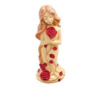 KUKUUU Girl Holding Rose Statue Ornament Figurines Home Decoration Gift