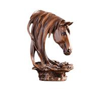 KUKUUU Horse Head Statue Ornaments Living Room Bar Office Home Accessories Decoration(Wood Grain)