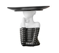 KUKUUU Modern Art Woman Statue With Storage Tray Figurine Decoration(White)
