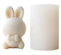 KUKUUU Silicone Mold Making Kit 3D Easter Bunny Candle Mould Handmade Fondant Cake Decoration DIY Silicone Clay Soap Mold Candle Making Rabbit Silicone Molds for Baking