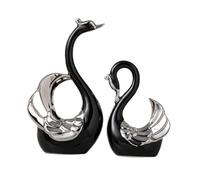 KUKUUU Swan Couple Figurines Statues Desktop Decoration Gift(Black)