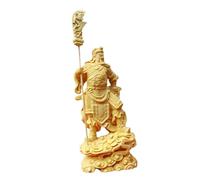 KUKUUU Wooden Guan Yu Statue Feng Shui Figurine Table Sculpture Living Room Decoration Gift