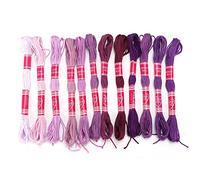 Kukyller 24PCS Embroidery Thread, Embroidery Floss Gradient Bright Color Friendship Bracelet String Cross Stitch Thread for Sewing (Purple)