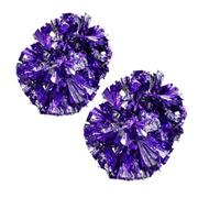 Kukyller 2PCS Cheerleading Pom Poms, Plastic Handle Cheer with Baton Handle Cheerleading Pompoms for Sports Party Dance Team Accessories Cheering Squad Spirit