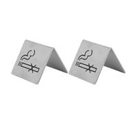 Kukyller 2PCS Stainless Steel No Smoking Table Signs, Stainless Steel Double Sided Slick Tabletop No Smoking Warning Sign for Hotel Restaurants, Clubs, Offices and Hospitals