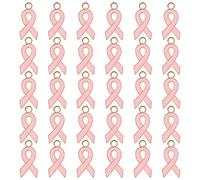 Kukyller 30PCS Breast Cancer Charms, Ribbon Pendant Charms Jewelry Making DIY Accessories for Jewelry Making, DIY Craft Supplies