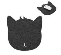 Kukyller Black Cat Mouse Pad, Mouse Pad Cat Motive Anti Static Felts Table Cute Office Gaming Laptop Mat Desk Accessories Decor (Dark Grey)