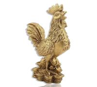Kukyller Brass Rooster Statue, Brass Rooster Figure Happy Rooster Statue Feng Shui Happiness Chicken Statue Handmade Chicken Figure for Home Office Collection Decoration