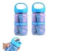Kukyller Cooling Towel, 2PCS Cooling Towels with Storage Bottle Ice Towel Sweat Towel for Neck and Face Yoga Sport Running Gym Towels (Blue)