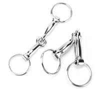 Kukyller Horse Bits Keychain, 2PCS Zinc Alloy Platinum Double D Rings Snaffle Bit Buckles Foldable Connecting Clasp for DIY, 3.9 x 1in