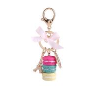 Kukyller Macaroon Keychain Eiffel Tower Keychain Cupcake Keychain Macaroon Bag Pendant Macaroon Keyring Keychain Paris Themed Gifts (Rosy Red)