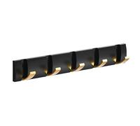Kukyller Modern Coat Racks Wall Mounted, 40cm Folding Hideaway Towel Hanger Hooks with 5 Hooks Space Saving Coat Hanger (Black Gold)