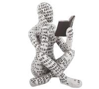 Kukyller Reading Woman Figurine, Resin Thinker Statue Modern Abstract Art Sculpture Pulp Lady Thinker Ornament for Bookshelf Decoration (A)