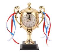 Kukyller Retro Alarm Clock, Lifelike Trophy Model with Fine Workmanship Decorative Small Desktop Alarm Clock for Home Living Room Bedroom (Gold)