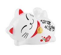 Kukyller Solar Lucky Cat Waving Arm, Chinese Fengshui Fortune Cat Lazy Lying Japanese Maneki Neko for Home Office and Car (Recruiting blessings and fortune)