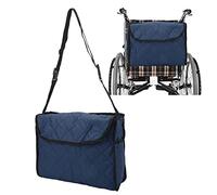 Kukyller Wheelchair Bag, Large Tote Accessory to Hang on Back Quilted Cotton Wheelchair Storage Organizers for Scooter Trolley, 14.57x5.91x11.42in (Dark Blue)