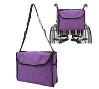 Kukyller Wheelchair Bag, Large Tote Accessory to Hang on Back Quilted Cotton Wheelchair Storage Organizers for Scooter Trolley, 14.57x5.91x11.42in (Purple)
