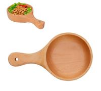 Kukyller Wooden Bowls, 10.2x2x5.9inSalad Bowl with Handle for Salad Fruit Soup Snack Rice Cereal Serving Home Kitchen Supplies