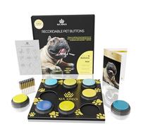 KUL KING'S Dog Buttons for Communication Starter Pack, 8 Recordable Buttons, Training Mat, Manual, 16 Batteries, Stickers, Potty bells for dogs, Dog training buttons, Gifts for Dogs, Dog aac buttons