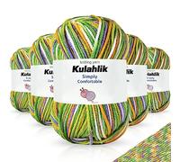 Kulahlik 250g(5x50g) Acrylic Yarn for Crochet/Knitting, Colorful Gradient Yarn Thread, 5 Rolls Skeins, Perfect for Any Knitting Crochet and Crafts Mini Project