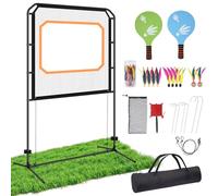 KULAMOON Portable Paddle Games with Net, Pickleball Yard Game Set, Indoor & Outdoor All-in-1 Paddle Sport Set, Like Fun Pickleball, Badminton, Tennis, Jianzi for Adults Family Backyard