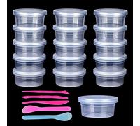 Kulannder Slime Storage Containers for Slime, Foam Ball Beads and Fishbowl Beads, 16 Pack with Lids 4.5oz Capacity, 2pcs Mixing Spoon 3pcs Slime Tools for Slime DIY Art Craft Making