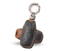 KULCSOK Key Fob Cover for Ford Mustang Gt Escape Edge ST Explorer Fusion F-150 F-250 F350 Expedition Ranger Bronco Sport 2015-2017 Leather Car Key Case Protector Keyring 5 Button B Black