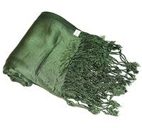 Kuldip Satin Plain Pashmina Shawl Wrap Scarf. - Green - One Size
