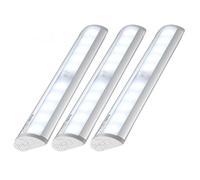 Kuled 10-led Wireless Motion Sensing Stick-on Anywhere Step LED Light Bar with Magnetic Strip, Pure White, 3-Pack