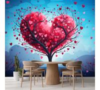 Kuletkear 3D Wallpaper Mural Children's Room Tree Heart Mountain Living Room Tv Sofa Theme Hotel Background Landscape Wall Painting Home Decor Self-Adhesive Murals Decor Mural 495x353cm