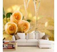 Kuletkear Mural Wallpaper Stick and Peel Rose Poster Paper Wine Glass Wall Decal for Girls Kids Bedroom Nursery Home Decor Gift 826x589cm