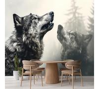 Kuletkear Mural Wallpaper Stick and Peel Wolf Animal Poster Paper Forest Tree Wall Decal for Girls Kids Bedroom Nursery Home Decor Gift 450x320cm