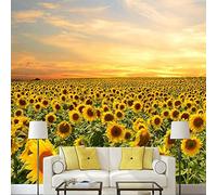Kuletkear Plants Wall Mural Sunflowers Peel and Stick Self-Adhesive Wallpaper Removable Large Sticker Sunshine Sky Wall Decor Print Picture Image 400x280cm