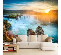 Kuletkear Removable Wall Mural Canyon Waterfall Self-Adhesive Large Wallpaper Sunset View Waterproof Decals Art for Baby Nursery Girl Boy Kids Room Wall Decor 826x589cm