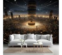 Kuletkear Removable Wall Mural City Self-Adhesive Large Wallpaper Vintage Gold Waterproof Decals Art for Baby Nursery Girl Boy Kids Room Wall Decor 495x353cm