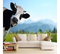 Kuletkear Removable Wall Mural Cow Animal Self-Adhesive Large Wallpaper Grassland Mountain Natural Landscape Spring for Walls Living Room Bedroom TV Background Kids Girls Rooms Decoration 495x353cm