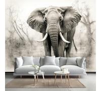 Kuletkear Removable Wall Mural Elephant Animal Self-Adhesive Large Wallpaper Black and White Animals for Walls Living Room Bedroom TV Background Kids Girls Rooms Decoration 300x208cm