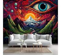 Kuletkear Removable Wall Mural Eye Mountain Self-Adhesive Large Wallpaper Fantasy Art Waterproof Decals Art for Baby Nursery Girl Boy Kids Room Wall Decor 249x175cm