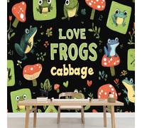 Kuletkear Removable Wall Mural Frog Mushroom Wallpaper Forest Animals Poster Paper Self-Adhesive Waterproof for Living Room Bedroom Office Nursery Décor 350x245cm