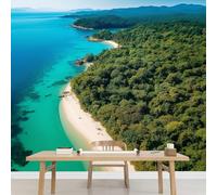 Kuletkear Removable Wall Mural Islands Self-Adhesive Large Wallpaper Forest Beach Waterproof Decals Art for Baby Nursery Girl Boy Kids Room Wall Decor 350x245cm