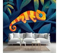 Kuletkear Removable Wall Mural Lizard Cartoon Self-Adhesive Large Wallpaper Lizard Cartoon Waterproof Decals Art for Baby Nursery Girl Boy Kids Room Wall Decor 249x175cm