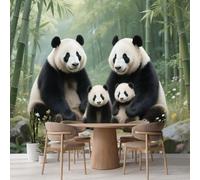 Kuletkear Removable Wall Mural Panda Self-Adhesive Large Wallpaper Bamboo Forest Nature Waterproof Decals Art for Baby Nursery Girl Boy Kids Room Wall Decor 249x175cm