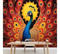 Kuletkear Removable Wall Mural Peacock Self-Adhesive Large Wallpaper Bird Feathers Waterproof Decals Art for Baby Nursery Girl Boy Kids Room Wall Decor 495x353cm