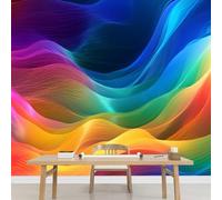 Kuletkear Removable Wall Mural Texture Rainbow Self-Adhesive Large Wallpaper Abstract Art Waterproof Decals Art for Baby Nursery Girl Boy Kids Room Wall Decor 350x245cm